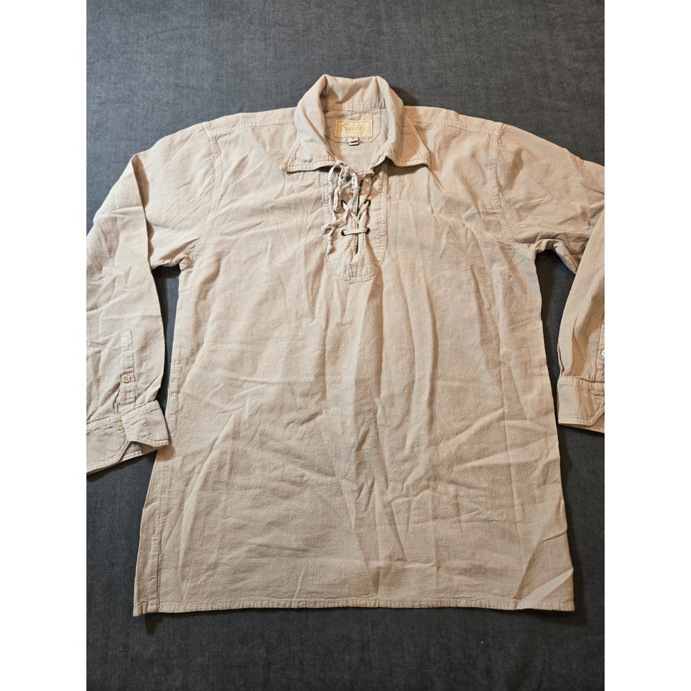 Scully Mens Shirt Medium Rangewear Lace Up Placket Poplin Western Cowboy